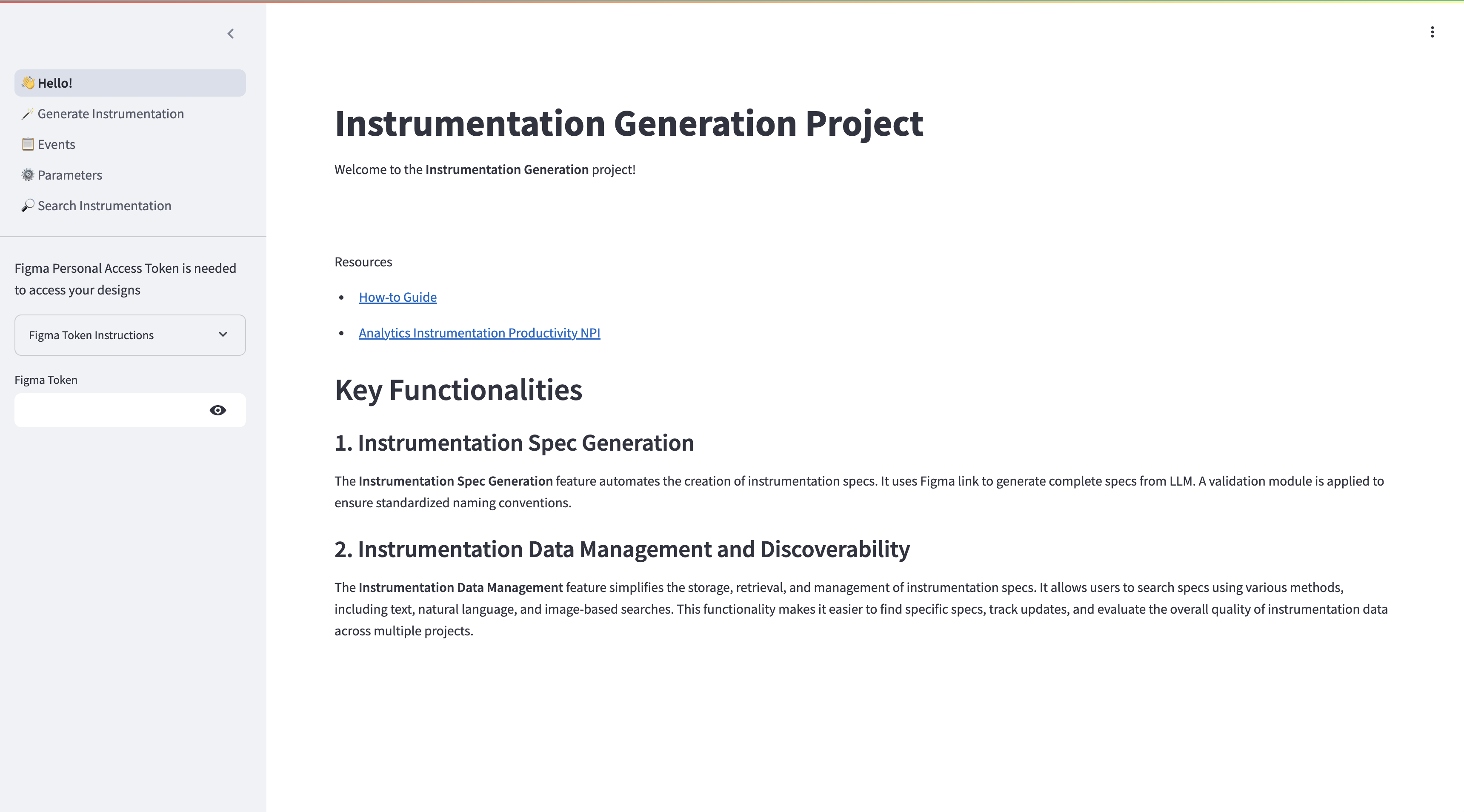 Instrumentation Generation App Interface